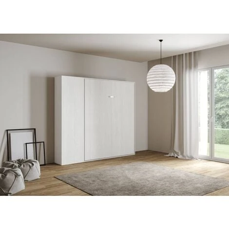 Letto A Scomparsa Matrimoniale 160 Cm Con Colonna Bianco KENTARO 4 Letto A Scomparsa Matrimoniale 160 Cm Con Colonna Bianco KENTARO - immagine 2