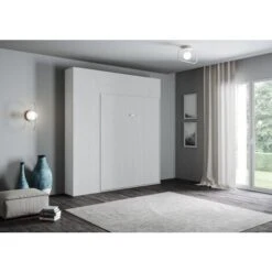 Letto Matrimoniale A Scomparsa 160 Cm Con Mobili Bianco KENTARO 8 Letto Matrimoniale A Scomparsa 160 Cm Con Mobili Bianco KENTARO -LettoMania Italia 81263052 2