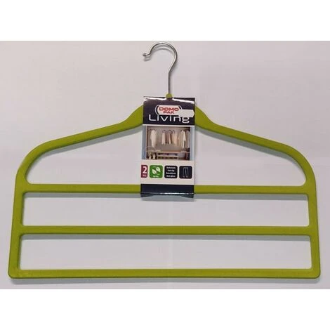 DOMOPAK - SET 2 GRUCCE PER PANTALONI 3 SPAZI 45CM - MATERIALE SIMIL VELLUTO ANTISCIVOLO - COLORE VERDE LIME - MARRONE 3 DOMOPAK - SET 2 GRUCCE PER PANTALONI 3 SPAZI 45CM - MATERIALE SIMIL VELLUTO ANTISCIVOLO - COLORE VERDE LIME - MARRONE