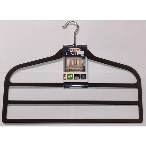 DOMOPAK - SET 2 GRUCCE PER PANTALONI 3 SPAZI 45CM - MATERIALE SIMIL VELLUTO ANTISCIVOLO - COLORE VERDE LIME - MARRONE 4 DOMOPAK - SET 2 GRUCCE PER PANTALONI 3 SPAZI 45CM - MATERIALE SIMIL VELLUTO ANTISCIVOLO - COLORE VERDE LIME - MARRONE - immagine 2