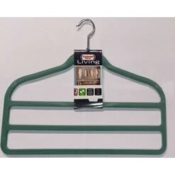 DOMOPAK - SET 2 GRUCCE PER PANTALONI 3 SPAZI 45CM - MATERIALE SIMIL VELLUTO ANTISCIVOLO - COLORE VERDE ACQUA