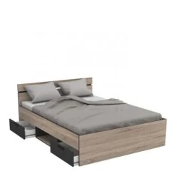 LETTO MATRIMONIALE CON CASSETTI ALASKA - Rovere / Nero -LettoMania Italia 82413388 5