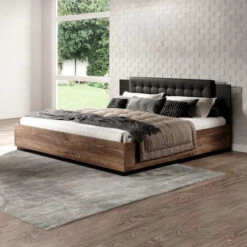 Letto Matrimoniale Oversize 180x200cm Rovere Scuro Nero Vulcano