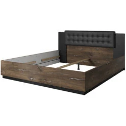 Letto Matrimoniale Oversize 180x200cm Rovere Scuro Nero Vulcano -LettoMania Italia 83687797 3