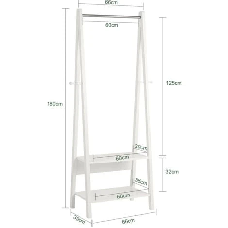 SoBuy Guardaroba, Appendiabiti Con Due Ripiani Colore: Bianco FRG59-W 4 SoBuy Guardaroba, Appendiabiti Con Due Ripiani Colore: Bianco FRG59-W - immagine 2