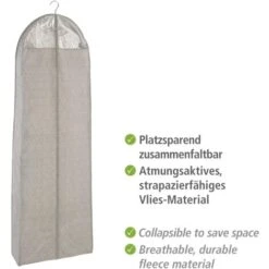 WENKO Sacco Portabiti Balance 180 X 60 Cm - Custodia Per Indumenti, Protezione Sicura, Custodia Per Completi Uomo E Abiti, Polipropilene, 60 X 180 Cm, Tortora -LettoMania Italia 86656751 3