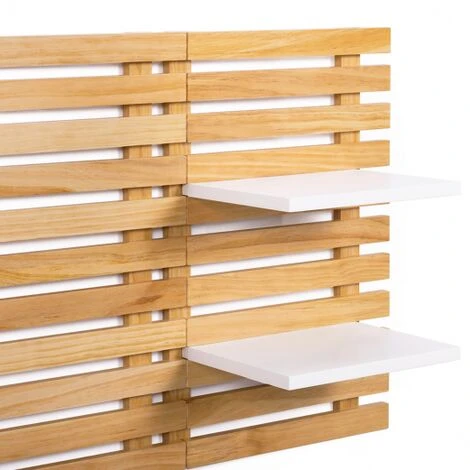 Testiera Effetto Doga 240 Cm In Legno Chiaro E Ripiani Bianchi AVA 7 Testiera Effetto Doga 240 Cm In Legno Chiaro E Ripiani Bianchi AVA - immagine 5