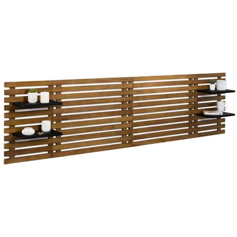 Testiera Effetto Doga 240 Cm In Legno Invecchiato E Ripiani Neri AVA 4 Testiera Effetto Doga 240 Cm In Legno Invecchiato E Ripiani Neri AVA - immagine 2