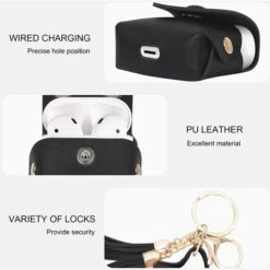 LangRay Simpolor Custodia Per Airpods 1 E Airpods 2, Custodia Per Airpods In Pelle PU Premium Con Nappe E Fibbie In Metallo, Custodia Per Airpod Con Ricarica Wireless Nera -LettoMania Italia 90785254 3