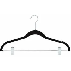 Amazon Basics Grucce Con Pinze Per Gonne E Pantaloni, Rivestite In Velluto, Confezione Da 24, Nere & Gruccia In Velluto Con Portapantaloni, 100 Pezzi, Nero -LettoMania Italia 90905519 4