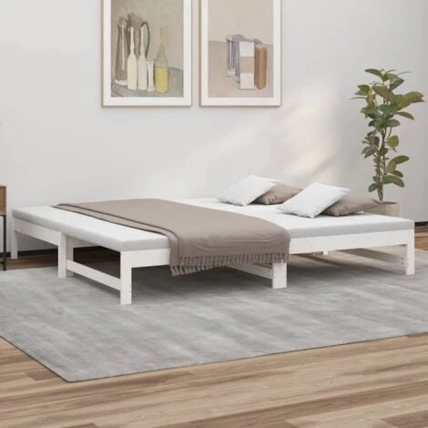 Dormeuse Estraibile Bianca 2x(90x200) Cm - Letto Per Adulti Legno Massello Di Pino BV716355 - BonneVie 3 Dormeuse Estraibile Bianca 2x(90x200) Cm - Letto Per Adulti Legno Massello Di Pino BV716355 - BonneVie