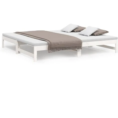 Dormeuse Estraibile Bianca 2x(90x200) Cm - Letto Per Adulti Legno Massello Di Pino BV716355 - BonneVie 4 Dormeuse Estraibile Bianca 2x(90x200) Cm - Letto Per Adulti Legno Massello Di Pino BV716355 - BonneVie - immagine 2