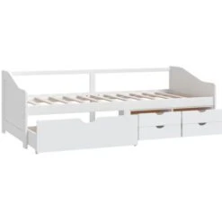 Divano Letto 3 Posti - Letto Per Adulti Con Cassetti Bianco Pino Massello 90x200cm BV398057 - BonneVie -LettoMania Italia 91042575 4