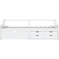 Divano Letto 3 Posti - Letto Per Adulti Con Cassetti Bianco Pino Massello 90x200cm BV398057 - BonneVie -LettoMania Italia 91042575 5