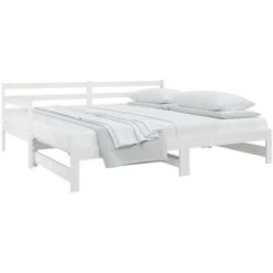 Dormeuse Estraibile Bianca 2x(90x190) Cm - Letto Per Adulti Legno Massello Di Pino BV266316 - BonneVie -LettoMania Italia 91042708 3