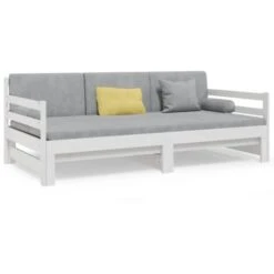 Dormeuse Estraibile Bianca 2x(90x190) Cm - Letto Per Adulti Legno Massello Di Pino BV266316 - BonneVie -LettoMania Italia 91042708 5