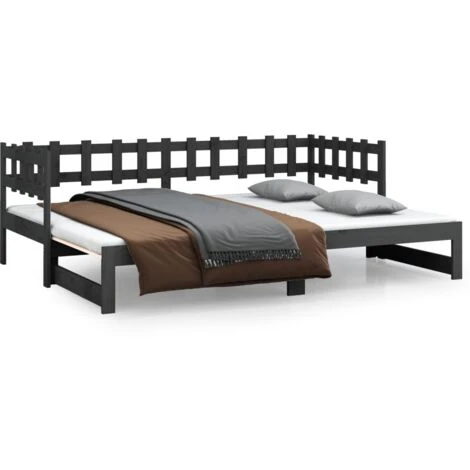 Dormeuse Estraibile - Letto Per Adulti Grigia 2x(90x190) Cm Legno Massello Di Pino BV845897 - BonneVie 4 Dormeuse Estraibile - Letto Per Adulti Grigia 2x(90x190) Cm Legno Massello Di Pino BV845897 - BonneVie - immagine 2