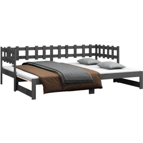 Dormeuse Estraibile - Letto Per Adulti Grigia 2x(90x190) Cm Legno Massello Di Pino BV845897 - BonneVie 5 Dormeuse Estraibile - Letto Per Adulti Grigia 2x(90x190) Cm Legno Massello Di Pino BV845897 - BonneVie - immagine 3