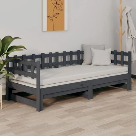 Dormeuse Estraibile - Letto Per Adulti Grigia 2x(90x190) Cm Legno Massello Di Pino BV845897 - BonneVie 6 Dormeuse Estraibile - Letto Per Adulti Grigia 2x(90x190) Cm Legno Massello Di Pino BV845897 - BonneVie - immagine 4