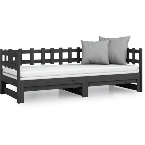 Dormeuse Estraibile - Letto Per Adulti Grigia 2x(90x190) Cm Legno Massello Di Pino BV845897 - BonneVie 7 Dormeuse Estraibile - Letto Per Adulti Grigia 2x(90x190) Cm Legno Massello Di Pino BV845897 - BonneVie - immagine 5