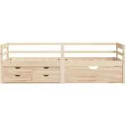 Giroletto Con Cassetti Struttura Letto - Letto Per Adulti E Contenitore In Legno Di Pino 90x200 Cm BV947449 - BonneVie -LettoMania Italia 91043457 4