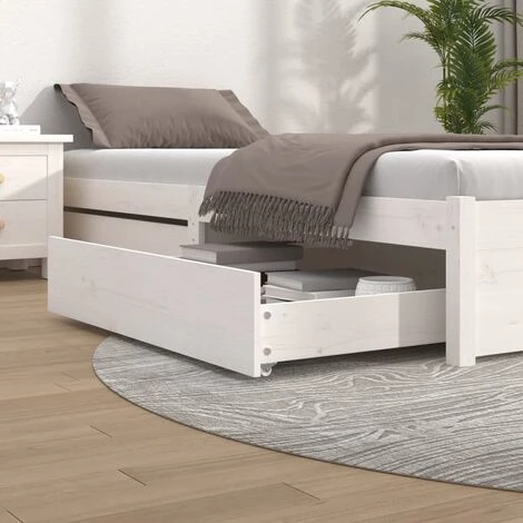 Set Di 2 Cassetti Per Letto - Cassetti Sottoletto In Legno Massello Di Pino Bianco BV365883 - BonneVie 3 Set Di 2 Cassetti Per Letto - Cassetti Sottoletto In Legno Massello Di Pino Bianco BV365883 - BonneVie