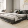 COSTWAY Telaio Del Letto A Piattaforma Imbottito, Struttura Letto Moderna Con Testiera, Piattaforma Letto Con Doghe In Legno, Carico Massimo 450kg (200 X 180 Cm)