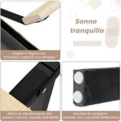 COSTWAY Telaio Del Letto A Piattaforma Imbottito, Struttura Letto Moderna Con Testiera, Piattaforma Letto Con Doghe In Legno, Carico Massimo 450kg (200 X 180 Cm) -LettoMania Italia 91541955 4