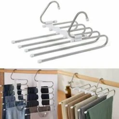 2 Pezzi Appendini Per Pantaloni 5 In 1 Appendiabiti Multiuso In Acciaio Inossidabile Per Pantaloni Appendiabiti Salvaspazio Per Jeans Pantaloni Sciarpe