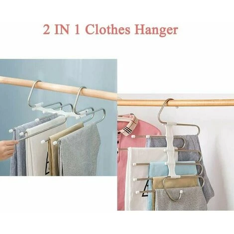 2 Pezzi Appendini Per Pantaloni 5 In 1 Appendiabiti Multiuso In Acciaio Inossidabile Per Pantaloni Appendiabiti Salvaspazio Per Jeans Pantaloni Sciarpe 5 2 Pezzi Appendini Per Pantaloni 5 In 1 Appendiabiti Multiuso In Acciaio Inossidabile Per Pantaloni Appendiabiti Salvaspazio Per Jeans Pantaloni Sciarpe - immagine 3
