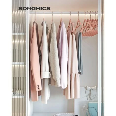 SONGMICS Grucce Appendiabiti In Velluto, 50 Pezzi, Con Porta Cravatte E Gancio Color Oro Rosa, Spessore 0,6 Cm, Salvaspazio, Lunghezza 43,5 Cm, Cappotti Pantaloni Gonne, Rosa Chiaro 4 SONGMICS Grucce Appendiabiti In Velluto, 50 Pezzi, Con Porta Cravatte E Gancio Color Oro Rosa, Spessore 0,6 Cm, Salvaspazio, Lunghezza 43,5 Cm, Cappotti Pantaloni Gonne, Rosa Chiaro - immagine 2