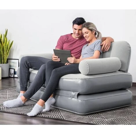 Divano Gonfiabile 3-in-1 In PVC Grigio Bestway 4 Divano Gonfiabile 3-in-1 In PVC Grigio Bestway - immagine 2