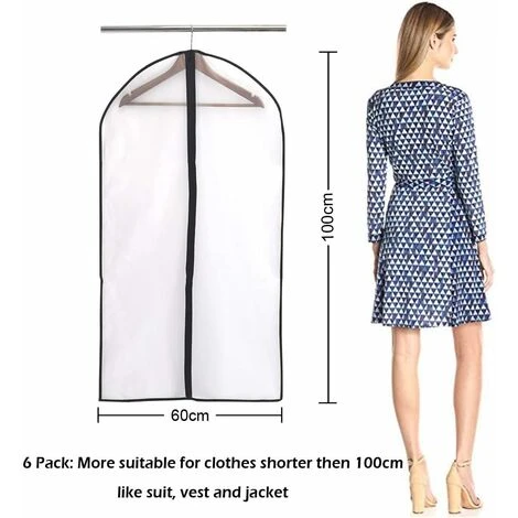 Copri Abiti Antipolvere PEVA Cappotto Antitarme Con Cerniera Copri Abito Traslucido Protezione Impermeabile Per Tuta Traspirante Antiacaro Della Polvere 6 Pezzi 6 Copri Abiti Antipolvere PEVA Cappotto Antitarme Con Cerniera Copri Abito Traslucido Protezione Impermeabile Per Tuta Traspirante Antiacaro Della Polvere 6 Pezzi - immagine 4