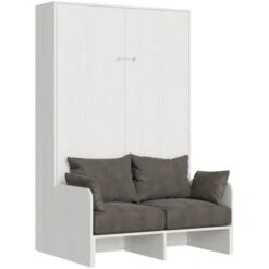 Letto 120 Sofà Kentaro Verticale A Scomparsa Bianco Frassino (ALESSIA 20)