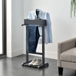 Nova Servomuto Da Camera Design Elegante Con Barra E Ripiano Disponibili Vari Colori Dimensioni : Grigio