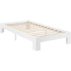 Nova Letto In Legno Di Pino Con Rete A Doghe Design Minimal Bianco Varie Misure Colore : 90 X 200 Cm -LettoMania Italia 94577445 3