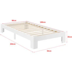 Nova Letto In Legno Di Pino Con Rete A Doghe Design Minimal Bianco Varie Misure Colore : 90 X 200 Cm -LettoMania Italia 94577445 4