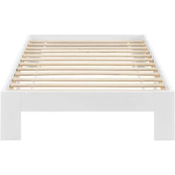 Nova Letto In Legno Di Pino Con Rete A Doghe Design Minimal Bianco Varie Misure Colore : 90 X 200 Cm -LettoMania Italia 94577445 5