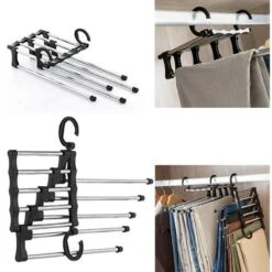 Trade Shop - Gruccia Multiuso Per Pantaloni 5 In 1 Stampelle Organizer Armadio Salvaspazio