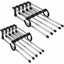 Appendiabiti Per Pantaloni Appendiabiti Multi-Pantaloni Portapantaloni Magico Appendiabiti Multifunzionale Pieghevole Antiscivolo In Acciaio Inossidabile Per Jeans Cravatta Vestiti 2 Pezzi Pantaloni