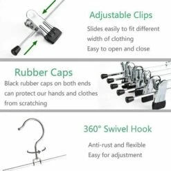 Set Di 12 Grucce In Metallo Cromato Da 30 Cm, Per Pantaloni, Gonne, Calzini, Biancheria Intima, Appendiabiti Antiscivolo Con Clip , 9 Set Di 12 Grucce In Metallo Cromato Da 30 Cm, Per Pantaloni, Gonne, Calzini, Biancheria Intima, Appendiabiti Antiscivolo Con Clip , -LettoMania Italia 96205149 3
