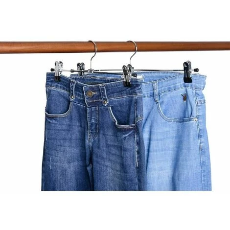 Set Di 12 Grucce In Metallo Cromato Da 30 Cm, Per Pantaloni, Gonne, Calzini, Biancheria Intima, Appendiabiti Antiscivolo Con Clip , 7 Set Di 12 Grucce In Metallo Cromato Da 30 Cm, Per Pantaloni, Gonne, Calzini, Biancheria Intima, Appendiabiti Antiscivolo Con Clip , - immagine 5