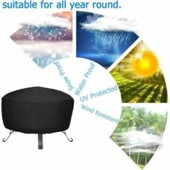 Copertura Rotonda Per Pozzo Del Fuoco - Copertura Impermeabile Per Pozzo Del Fuoco Con Corda Aggraffata + 2 Fibbie A Sgancio Regolabili, Materiale 420D. -LettoMania Italia 96818683 5