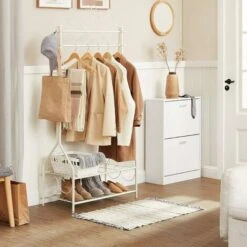 Songmics Appendiabiti Vintage Con 2 Ripiani In Metallo 92 X 41 X 173cm Beige