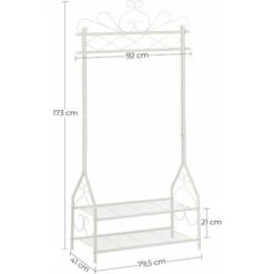 Songmics Appendiabiti Vintage Con 2 Ripiani In Metallo 92 X 41 X 173cm Beige -LettoMania Italia 96922795 5