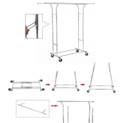 Songmics Stand Appendiabiti Portabiti In Ferro Cromato Con 2 Traverse Con Rotelle -LettoMania Italia 96923061 3