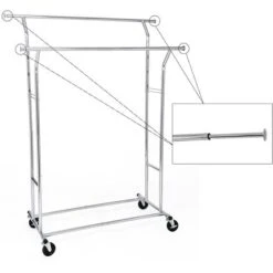 Songmics Stand Appendiabiti Portabiti In Ferro Cromato Con 2 Traverse Con Rotelle -LettoMania Italia 96923061 4
