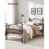 Songmics VASAGLE Struttura Letto Singolo In Metallo, Letto A Doghe Per Materassi Di 90 X 190 Cm, Per Stanza Di Ospiti, Montaggio Facile, Nero