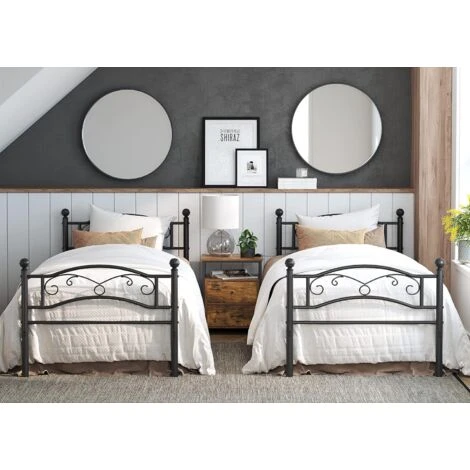 Songmics VASAGLE Struttura Letto Singolo In Metallo, Letto A Doghe Per Materassi Di 90 X 190 Cm, Per Stanza Di Ospiti, Montaggio Facile, Nero 4 Songmics VASAGLE Struttura Letto Singolo In Metallo, Letto A Doghe Per Materassi Di 90 X 190 Cm, Per Stanza Di Ospiti, Montaggio Facile, Nero - immagine 2