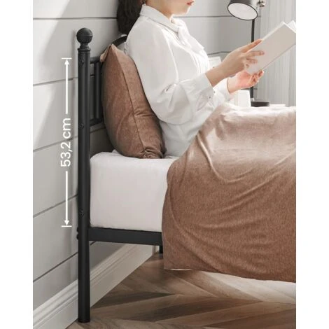 Songmics VASAGLE Struttura Letto Singolo In Metallo, Letto A Doghe Per Materassi Di 90 X 190 Cm, Per Stanza Di Ospiti, Montaggio Facile, Nero 6 Songmics VASAGLE Struttura Letto Singolo In Metallo, Letto A Doghe Per Materassi Di 90 X 190 Cm, Per Stanza Di Ospiti, Montaggio Facile, Nero - immagine 4
